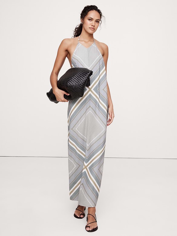 Banana Republic Cotton-Silk Halter Maxi Dress